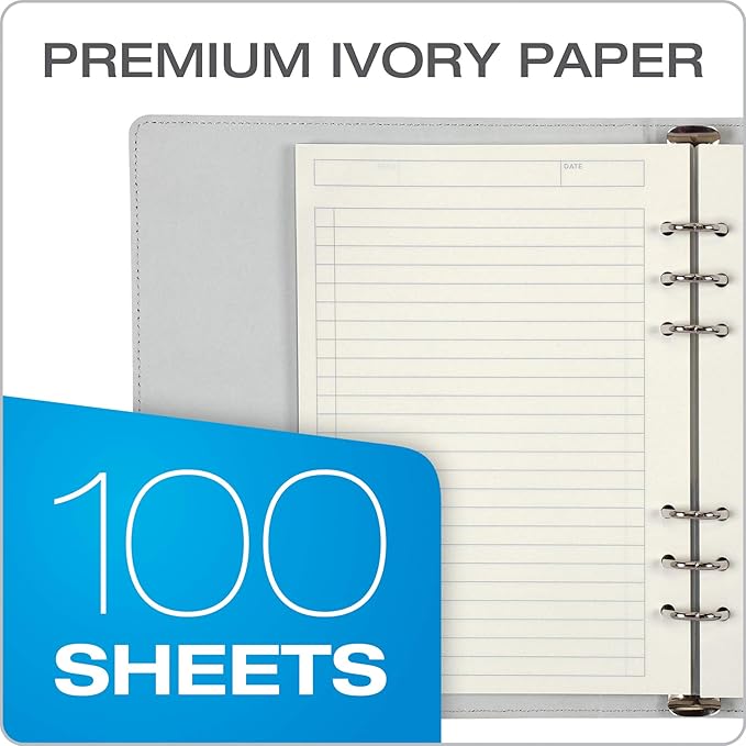 Oxford 6-Ring Professional Notebook, 7 x 9 Inch, Refillable Notebook, Writing Journal, Ivory Paper, 100 Sheets, Blush Pink Faux Leather Cover (90005)