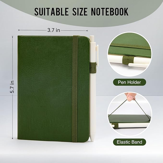 Pocket Small Notebook Journals, 116 Pack ( Forest Green) Mini Notebook 3.7x5.7 Butterfly Journaling Notebooks for Women Men, Hardcover Lined Note Pads with Pens for Work, Business, Travel Journal, Office Supplies