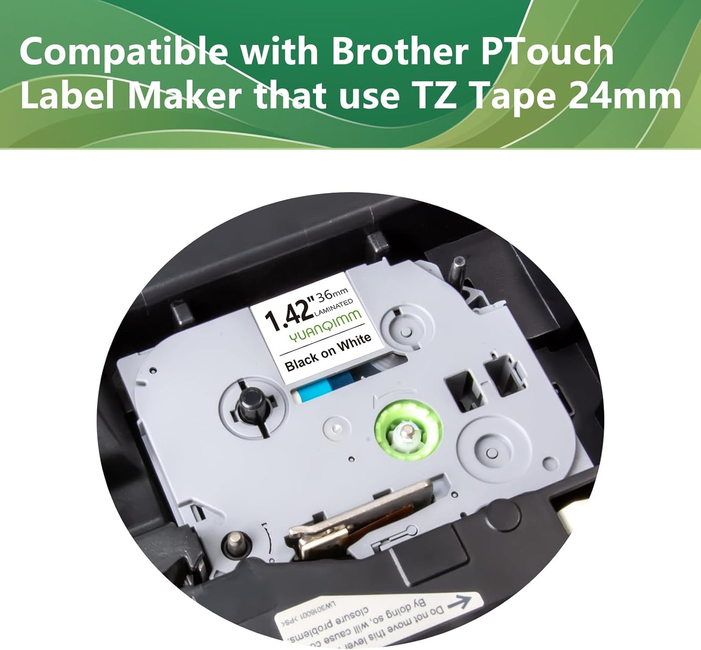 TZe-261 36mm TZe TZ Label Tape Compatible with Brother P Touch Label Maker Tape TZ-261 TZe261 TZ261 36mm 1.4 Laminated Black on White for PT-530 PT-P900W PT-P910BT, 3-Pack