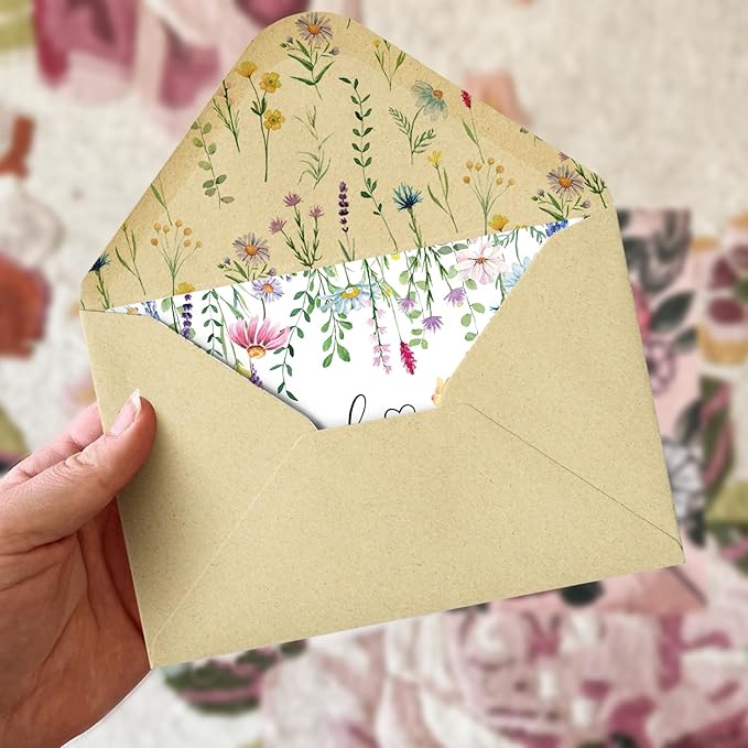 Artoid Mode 24 Pack Daisy Lavender Spring Thank You Cards Floral Leaves Greeting Cards Gift With Envelope Sticker Blank Note Cards for Birthday Wedding Baby Shower Bridal Shower, 4 x 6 Inch