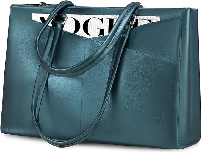 LOVEVOOK Laptop Bag for Women 15.6 Inch Tote Bags Waterproof Leather Briefcase Computer Women Business Office Work Bag,Pearl Green