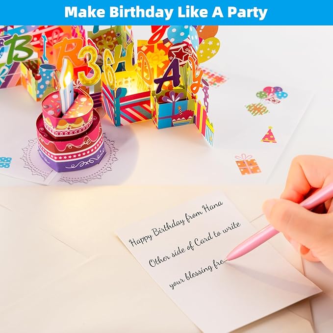 Gumry 36TH Musical Birthday PopUp Card, Blowable Colorful Light Candle 3D Cards with Song, Applause Cheers Sound, Greeting Cards Birthday Gifts Decorations for Women Men Turning 36 Years Old