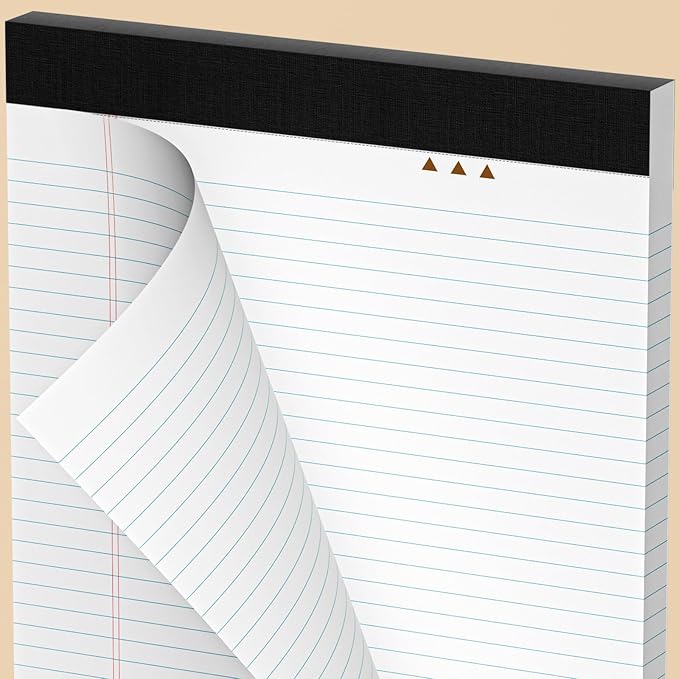 300 Sheets Legal Pads 8.5 x 11 College Ruled 6-Pack White Paper Note Pad Narrow Ruled 50 Sheets per Notepad Perforated Writing Pad Study Back 8x11 Legal Pads Pads of Paper