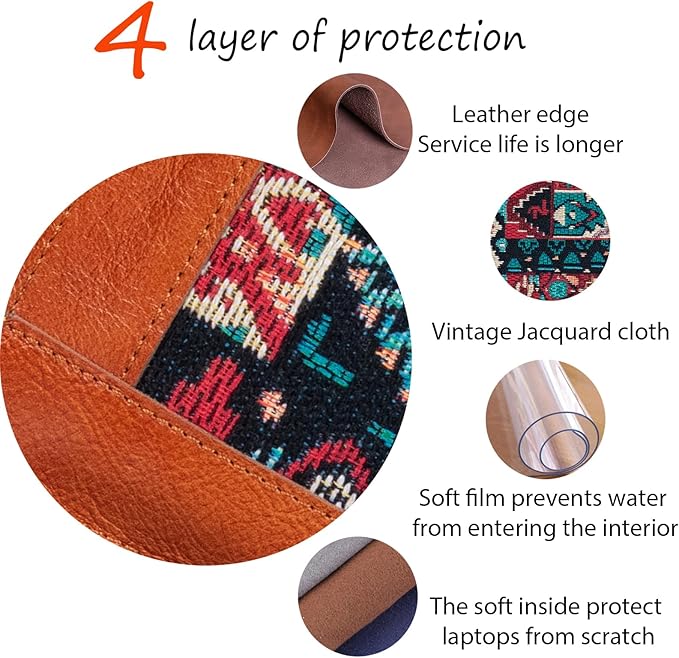 13 Inch Laptop Sleeve for MacBook Pro 13 M2(2022) M1(2021) Laptop Case, Genuine Leather Laptop Cover for MacBook Air 13 M3 M2 M1(2020), Laptop Protective Pouch for 13-13.3 inch Notebook,Brown