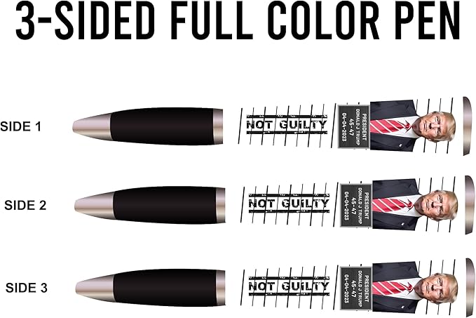 Trump Collectors Set Ballpoint Pen - Black Grip, MAGA Trump 2024 Design, 3-Sided Pen Imprinted in USA