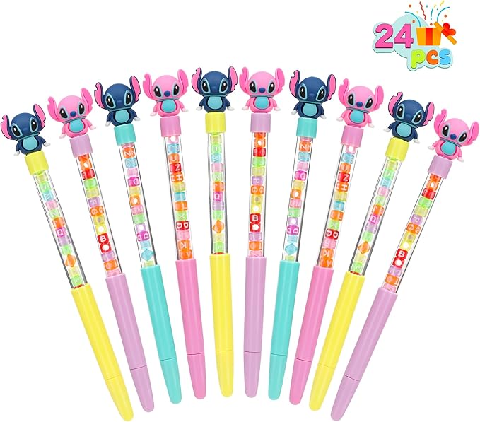 24pcs Cute Beaded Bracelet Gel Pen, Cartoon Pen for Office, School, Gift