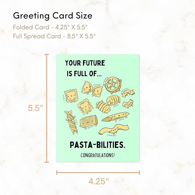 ALY LOU Graduation Card Funny for Him/Her, Congratulations Grad Card for Students Son Daughter, College High School University Greeting Cards (You're Future Is Full Of Pasta-bilities)