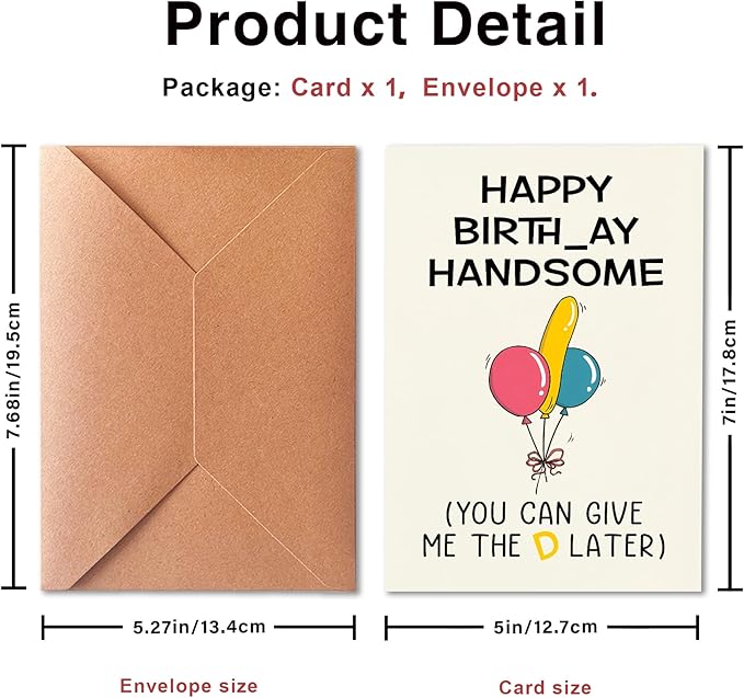 Funny Birthday Cards for Boyfriend, Happy Birthday Cards for Him, Rude Birthday Cards for Boyfriend, You Can Give Me D Later, Perfect Him or Her, Perfect Soulmate Gifts