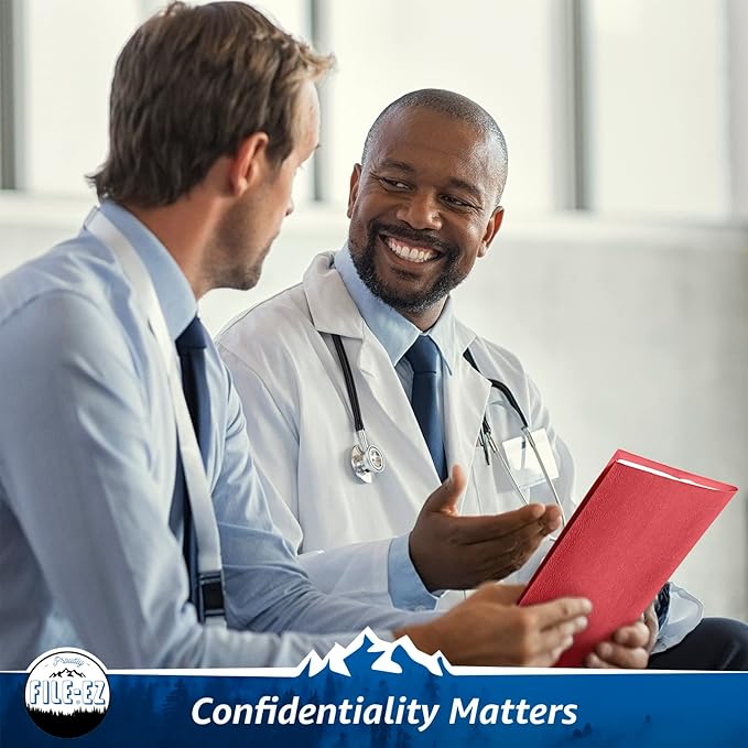 FILE-EZ Two-Pocket Folders, Red, 125-Pack, Textured Paper, Letter Size (EZ-32458)