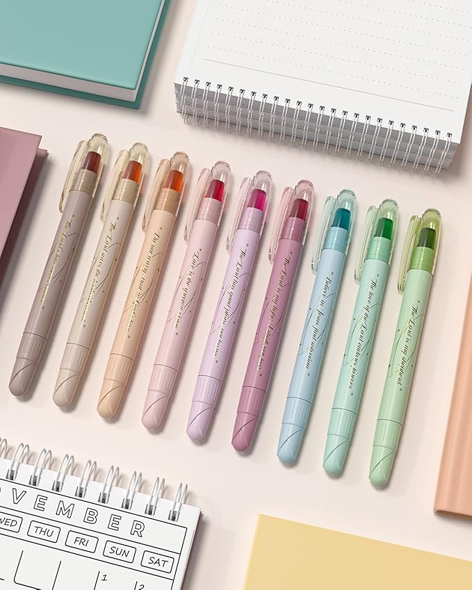 WEMATE Bible Highlighters No Bleed, 9PCS Assorted Colors Gel Highlighters Set, Cute Bible Study Supplies for Scripture Marking, Color Coding & Book Highlighting