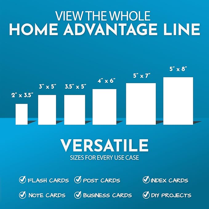 Home Advantage 3.5x5 Blank Index Cards - 50 Pack of Heavy Duty Bleed Proof Note Cards & Flashcards