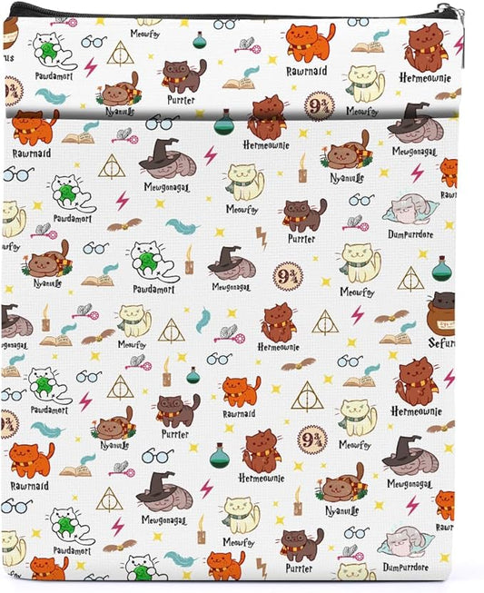 Magic Stuff Cat Gifts Book Sleeve Book Cover Book Lovers Gifts Book Club Gifts Wizard Book Protector Cat Lover Gifts Book Gifts for Readers Women Magic Movie Fans Librarian Graduation Birthday Gifts