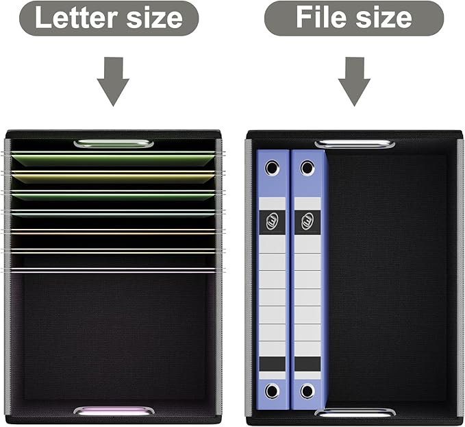 Huolewa Upgraded Portable Leather File Organizer Boxes with Lids, Office Document Boxes Organizer, Filing Boxes, Decorative Small File Boxes for Hanging Files with Plastic Slide for Office/Decor/Home