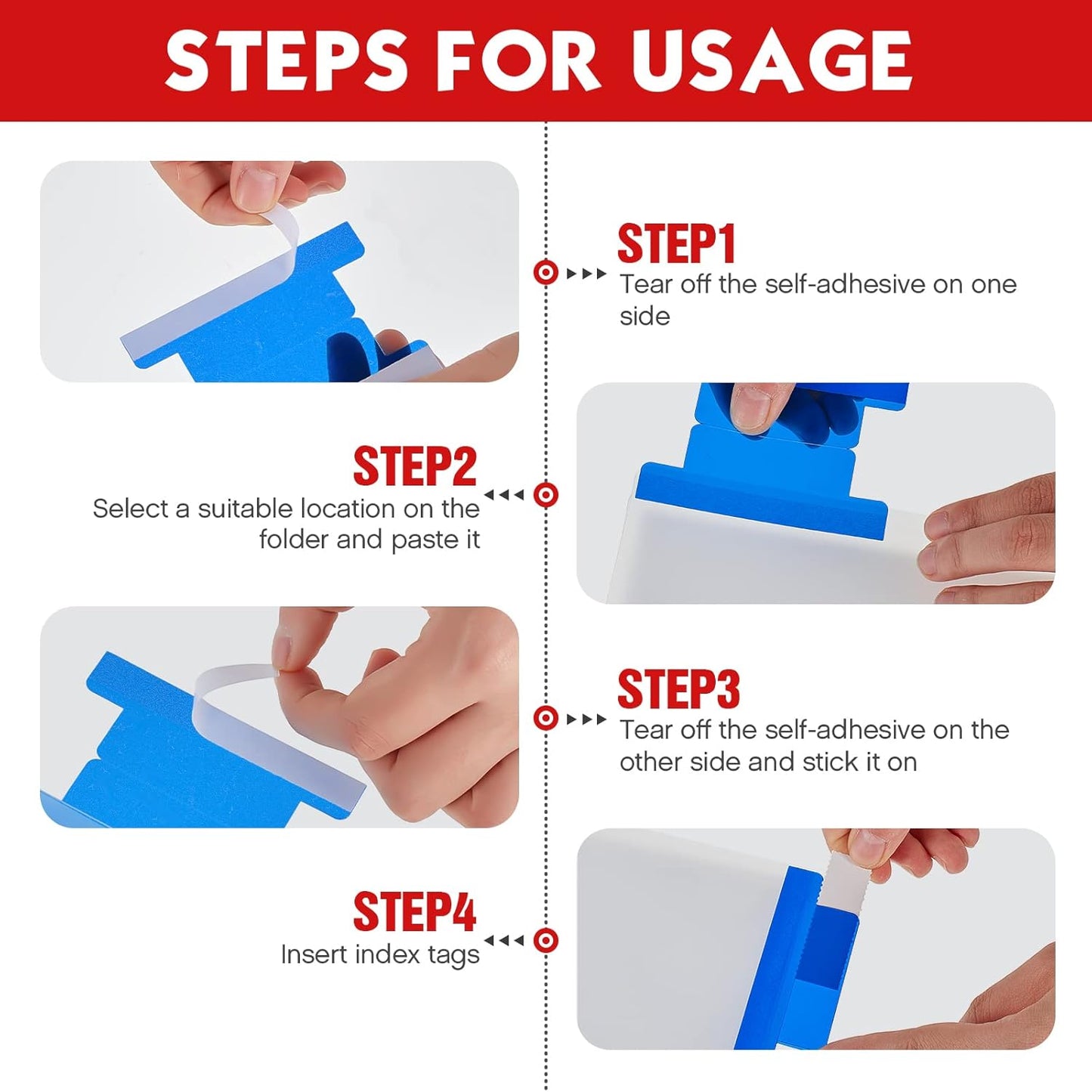 Gueevin 2 Inch Insertable Self Adhesive Tabs with Printable Inserts Clear Index Tabs Self Adhesive Colored Page Marker Repositionable Tag for Bible Divider Notebook File Folder Book Binder(50 Pieces)