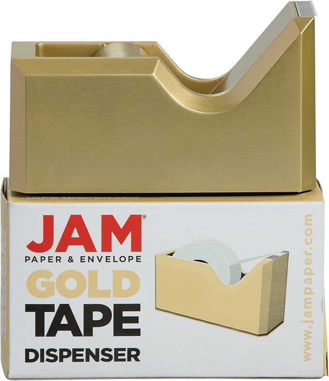 JAM PAPER Colorful Desk Tape Dispensers - Gold - Sold Individually