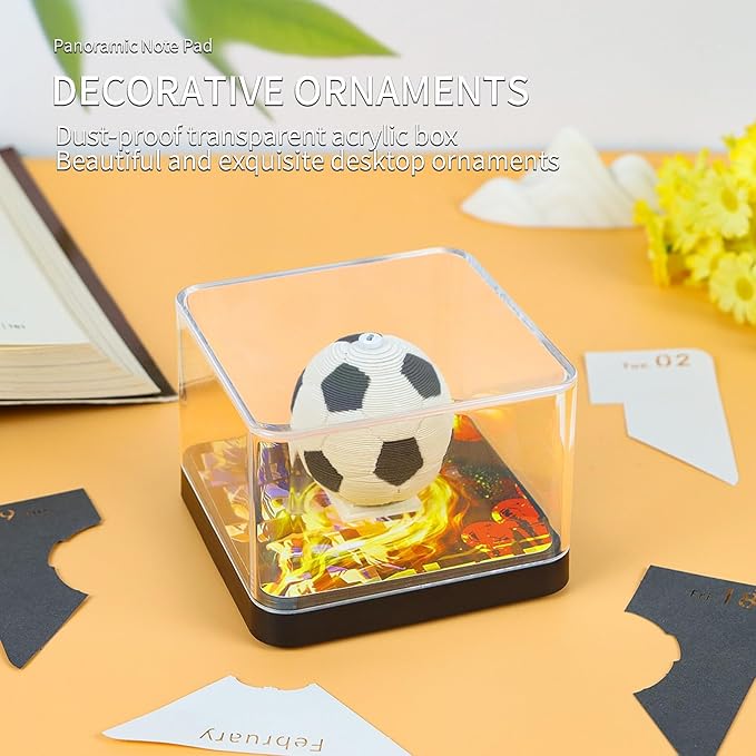 3D Art Calendar Memo Pad 2025,Creative Time Piece Calendar 2025 Desk Calendar,Football Tear Away Paper Carving Calendar 3D Memo Pad Art Notepad DIY Christmas Gift