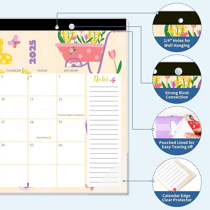 SUNEE 2024-2025 Desk Pad Calendar 17x12, 18 Months, Jan 2024 - June 2025, Academic Desk Blotter Calendar, School Year Large Calendar for Teacher