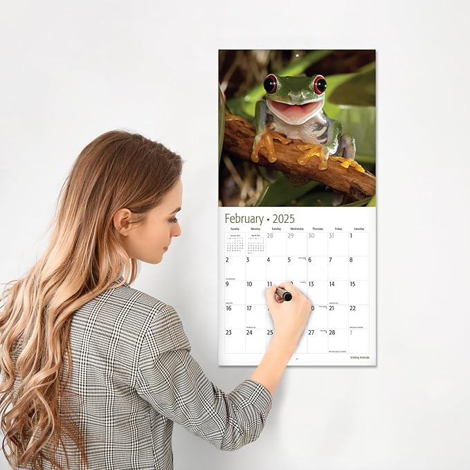 RED EMBER Smiling Animals 2025 Wall Calendar 12 Month | 12" x 24" Open | Thick & Sturdy Paper | Giftable | Calendar 2025