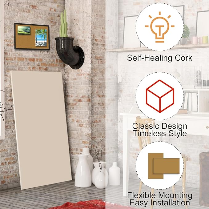 OWLKELA Cork Bulletin Board 17.7"X 13.3", Notice Pin, Ideal for Office & Home Decor, School Message or Vision