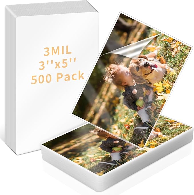 Index Card Laminating Pouches 3x5 File Card Laminating Pouches Lamination Pouches Recipe Card Laminating Pouches for Work Permits Pass Cards Student ID Cards (500, 3mil)