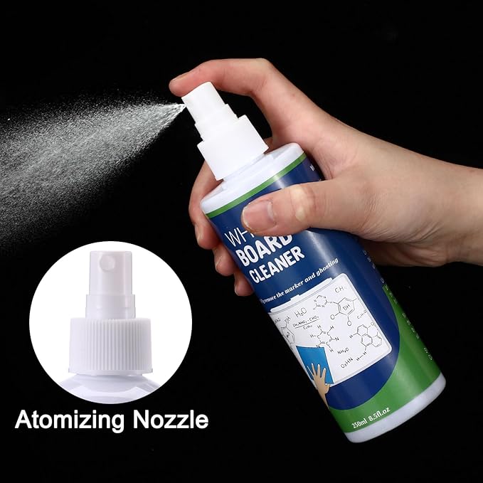 8 Pack Whiteboard Cleaner Spray 8.5oz - Dry Erase Board Cleaner with 4 Cloths, Non-Toxic, Removes Stubborn Marks