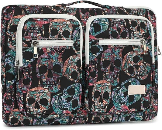 canvaslife 360° Protective Laptop Sleeve Case Bag with 4 Pockets for MacBook Pro 16 inch and 15 inch-15.6 inch Laptop (Skull)