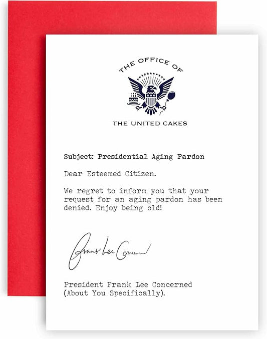 Huxters Funny Birthday Card for Him Men and Her Women Enjoy being Old Letter - Fun Joke Greeting Card for Dad Brother Uncle Mom Sister Auntie - - 17 by 12cm (Aging Pardon)