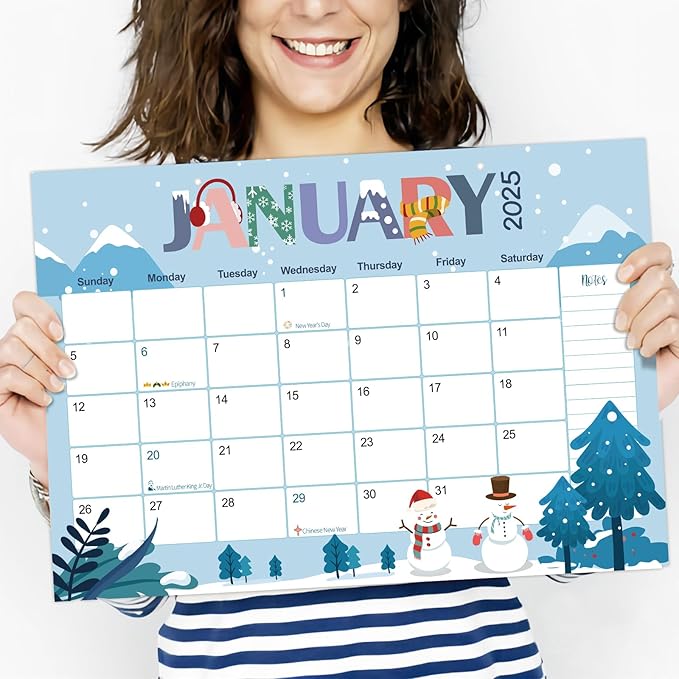 GuassLee Desk Calendar 2025, Monthly Calendar 2025, 18-Month School Year Calendar, 2025 Jan - 2026 Jun, 17"x11.5" Large Desk Planner with Corner Protectors, Ample Blocks ＆ Notes for Home Office