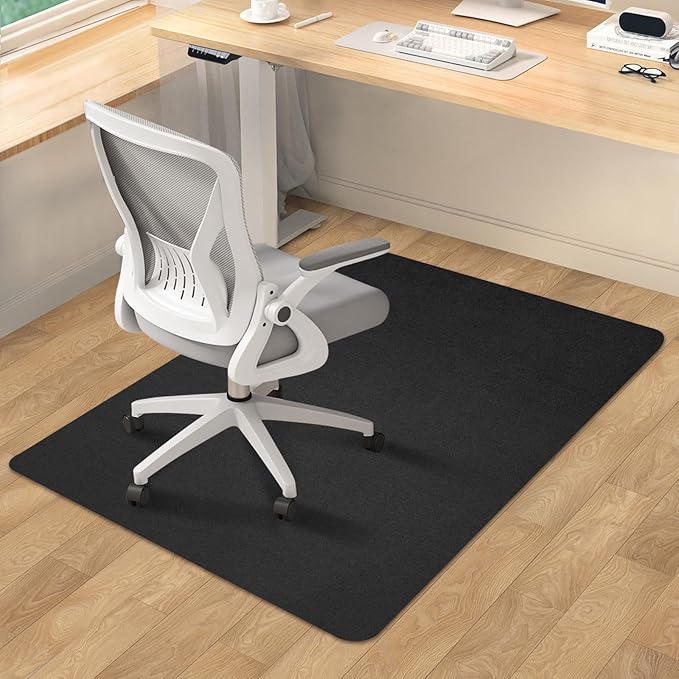 SHAREWIN Office Chair Mat for Hardwood/Tile Floor, 55"x35" Computer Gaming Chair Mat, Under Desk Low Pile Office Rug, Easy-Clean Floor Protector Mat, Black