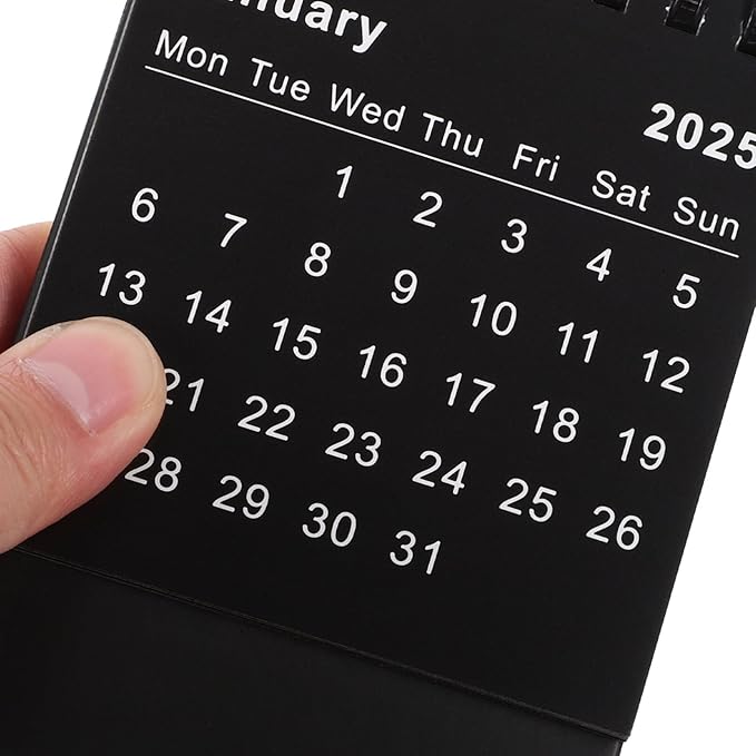NUOBESTY Mini Desk Calendar 2024.07-2025.12 Portable Small Desktop Calendar Standing Flip Academic Year Monthly Calendars for Planning Organizing Daily Scheduler(Black)