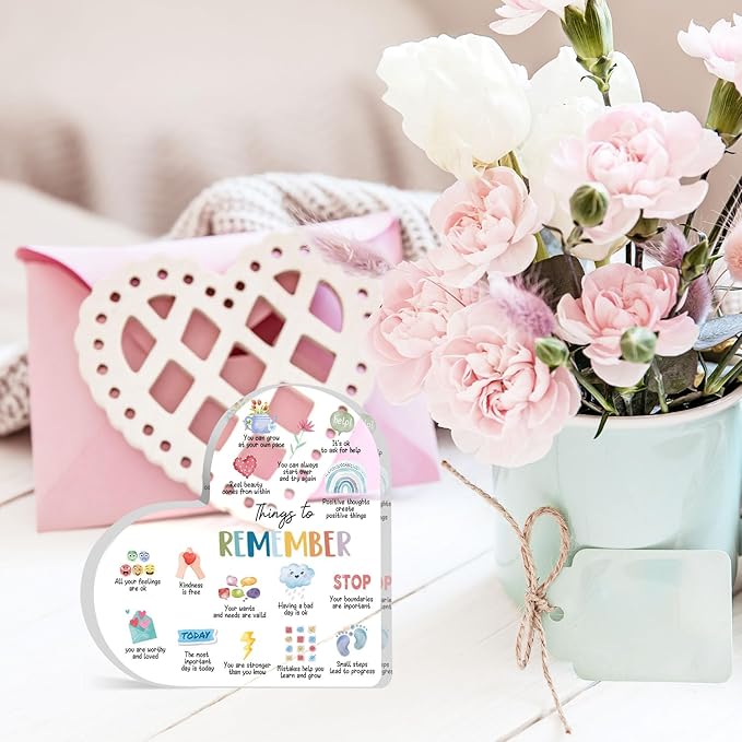 Mental Health Gifts, Things to Remember Mental Health Decor, Therapy Office Decor, Mindfulness Decor for Therapy Office Acrylic Heart Gifts, School Counselor Sign, Psychology Therapy Gift