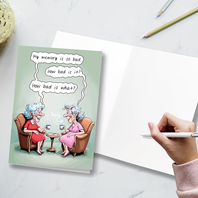 Funny Birthday Card For Women, Funny Wishes for 60th, 70th, 80th Birthday Card for Grandma, Sister, Aunt, Friend, Bad Memory, Suitable for Any Recipient, Unique Gift Creative with Envelope