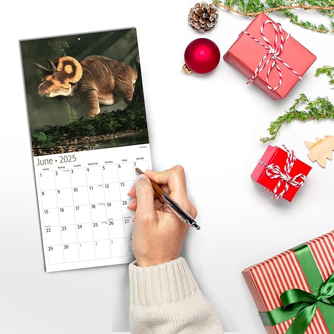 MICASA Dinosaurs Mini 2025 Wall Calendar 12 Month | 7" x 14" Open | Thick & Sturdy Paper | Giftable | Calendar 2025