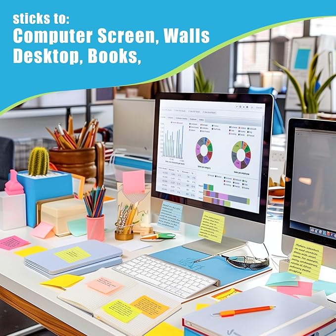 30 Pads Lined Sticky Notes, Sticky Note Pads 3x3 inches, 10 Bright Color Sticky Notes with Lines Self-Stick Note Pads, Perfect for Office Home School(100 Sheet/Pad)