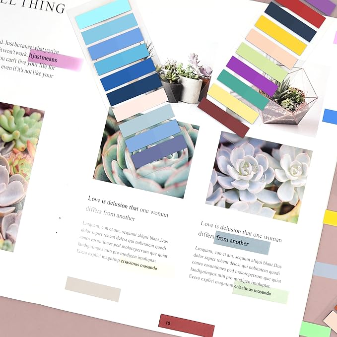 SIQUK 4200 Pieces Sticky Tabs for Annotating Books Tabs Morandi Sticky Flags Clear Transparent Page Markers Strip Page Flags Colored Tabs Writable and Repositionable Book Annotation Tabs