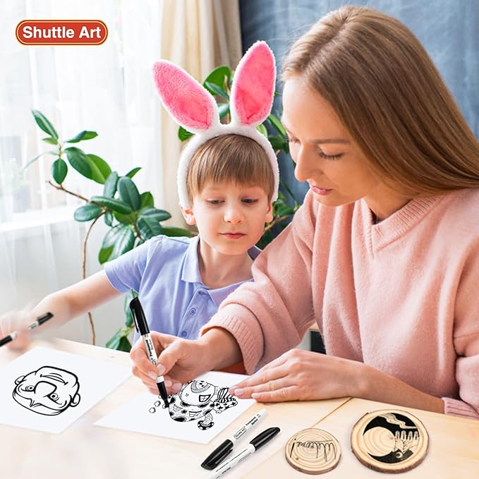 Shuttle Art Permanent Markers, 100 Pack Black Permanent Marker set,Fine Point, Works on Plastic,Wood,Stone,Metal and Glass for Doodling, Marking