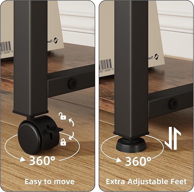 22"x15" Large Printer Stand with Storage Drawer and Side Bag, 3-Tier Height Adjustbale Printer Table for Home Office,Printer Cart fit Heat Press/Laser printer/3D Printer(Rustic Brown)