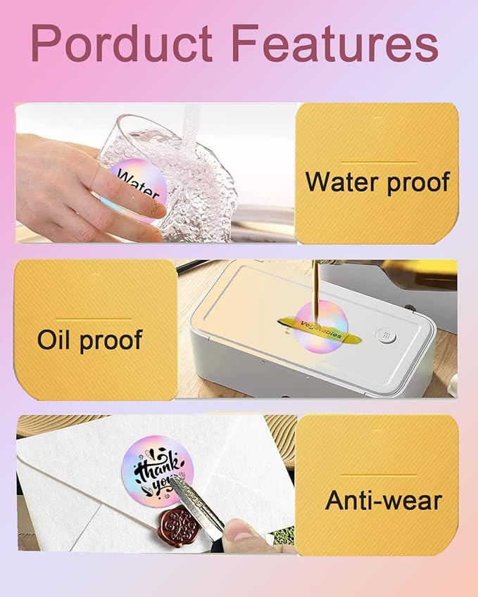 2inch Square Thermal Labels Self-Adhesive, 140 PCS/Roll Printer Labels for Business and Home, Thermal Sticker for/Shipping/Packaging/DIY Logo Design/Thanks Card/Inventory