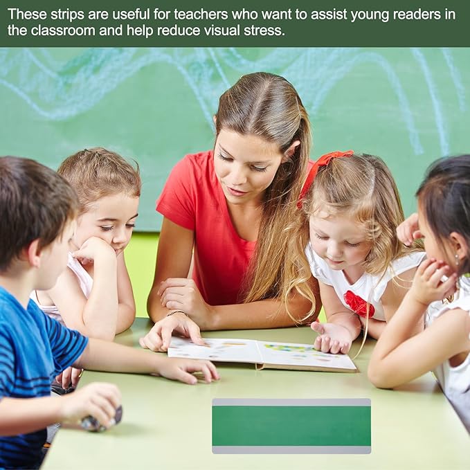 YOKIVE 8 Pcs Guided Reading Strips, Book Highlighter Strips Reading Tracker Bookmark Teacher Supply, Great for Classroom (Green Transparent, 7.48"x2.76")