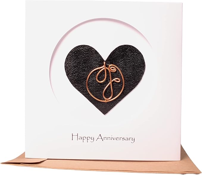 Personalized Initial Copper Card, Copper Initial, Anniversary Card for Her, Couple, Gift for Her (J)