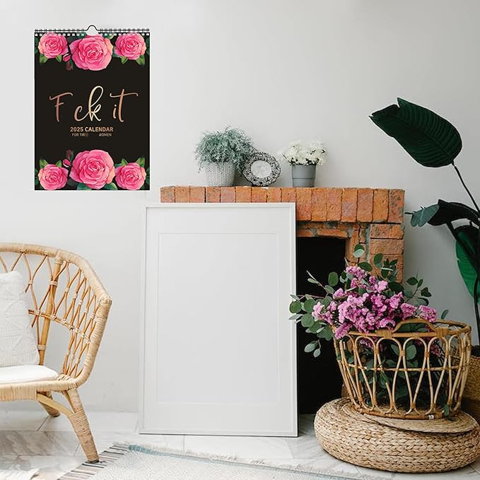 2025 Calendar for Tired-Ass Women | Tired - Ass Women Calendar | Fuck It Calendar, Hang with Ease, Funny Home Office Wall Calendar - White Elephant Gag Gift for Women(RED)