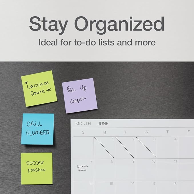 Redi-Tag Sticky Notes, Power Stick Notes, Adhesive Reminders, 3" x 3" Reusable Notes, Strong Adhesive Memos, Assorted Bright Colors, 24 Pack (1000978)