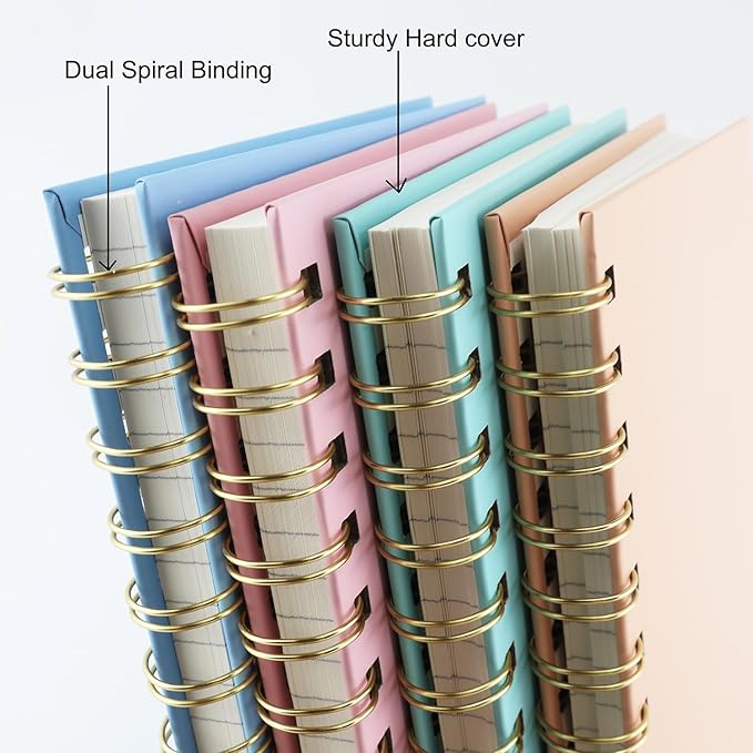4 Pack Hardcover Spiral Notebook 5.7”x 8.5”, 80 Sheets/160 Pages College Ruled Notebook, 100 GSM Thick Paper, A5 Lined Journal for Work, School Supplies, Home & Office, Writing Notes