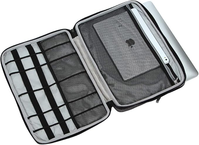 iCozzier 15-15.6 Inch Handle Laptop Briefcase Shoulder Bag Electronic Accessories Organizer Messenger Carrying Case with Shoulder&Luggage Strap - Grey