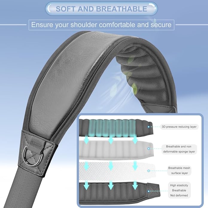 ZINZ 3D Air Cushion Bag Strap 59 inch Adjustable Belt with Padded & Dual Clasps & Swivel Hooks, Comfort Strap for Bags