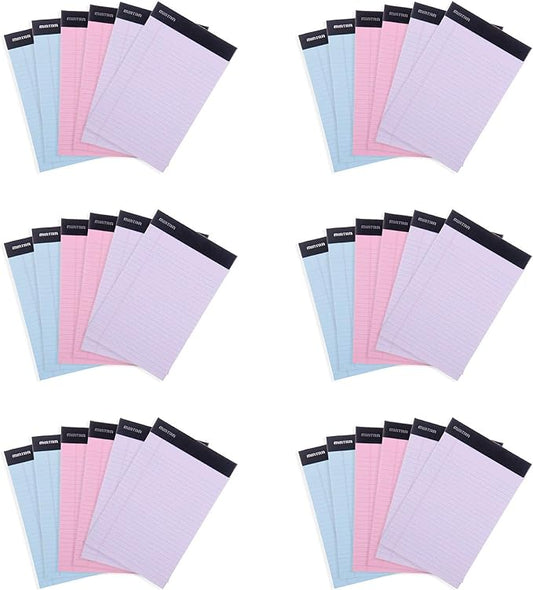 Mintra Office Legal Pads, ((xBasic, 8.5in x 11in, Narrow (Pastel), 36pk (6-6pks)), Narrow Ruled, 50 Sheets per Notepad, Micro perforated Writing Pad, Notebook Paper for School, College, Office, Work
