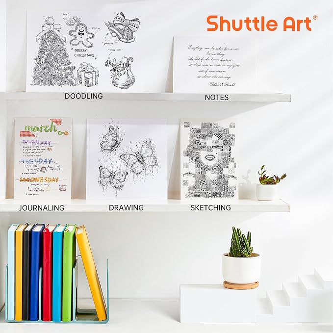 Shuttle Art Retractable Mild Gel Ink Pens, 11 Pack Black Ink Pens, Cute Pens 0.5mm Fine Point Soft Barrel for Writing Journaling Taking Notes School Office Home