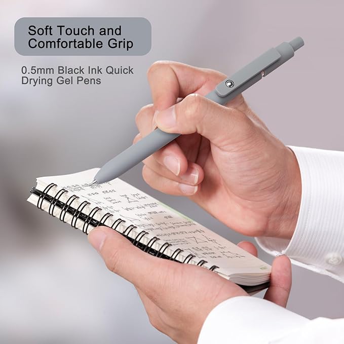 FIOVER Gel Pens - 6Pcs 0.5mm Fine Point Smooth Writing, Black Gel Ink Pens for Journaling Note Taking, Cute Aesthetic Office School Supplies Gifts for Women(6pcs Morandi)