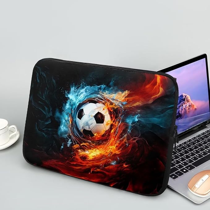 Football Lap Top Case for Men Boys 12 inch Laptop Sleeve Water and Flame Computer Sleeve Bag Portable Laptop Protector with Multiple Uses Ideal Gifts for Women Girls Tablet Bag Briefcase