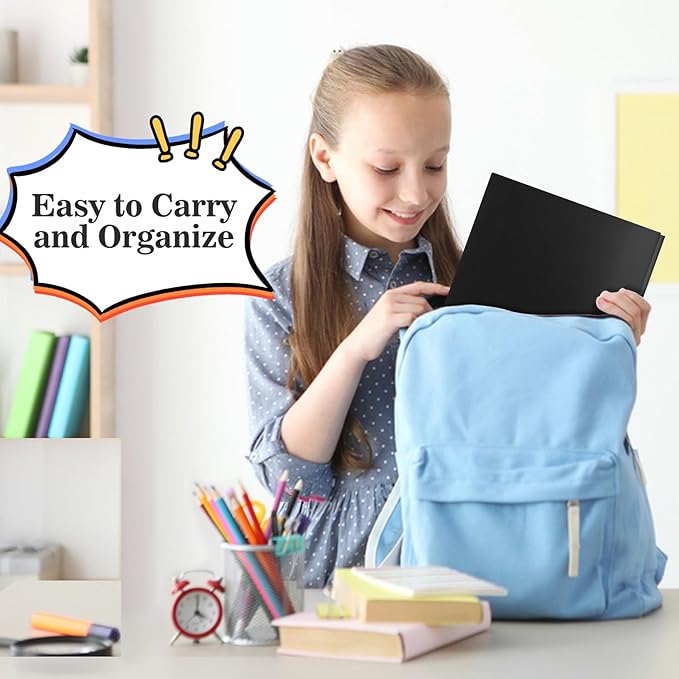 60-Pack Plastic Folders with Pockets and Prongs,2-Pocket Folders with 3 Fasteners, Poly Folders Holds 8-1/2" x 11" Paper for School/Office/Home, Black